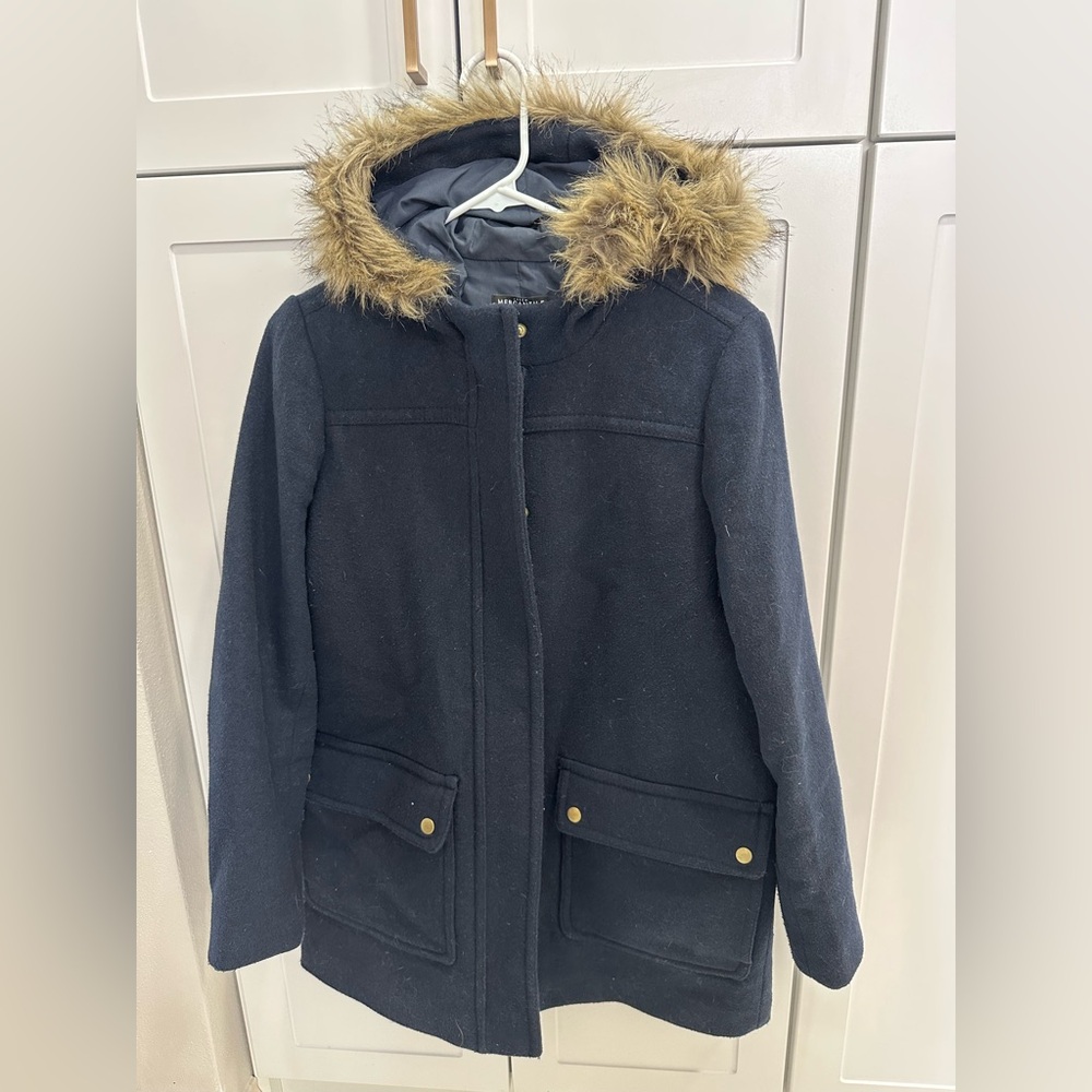 Navy J.Crew Coat - Size 6